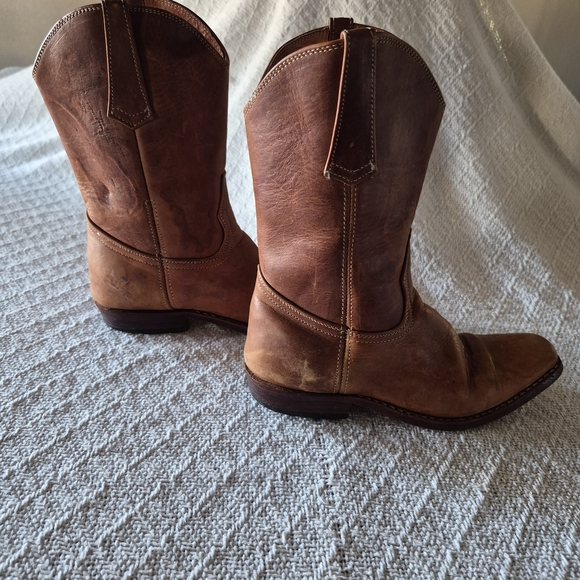 Classic Brown Caramel Leather Kids Cowboy Boots - Picture 7 of 12